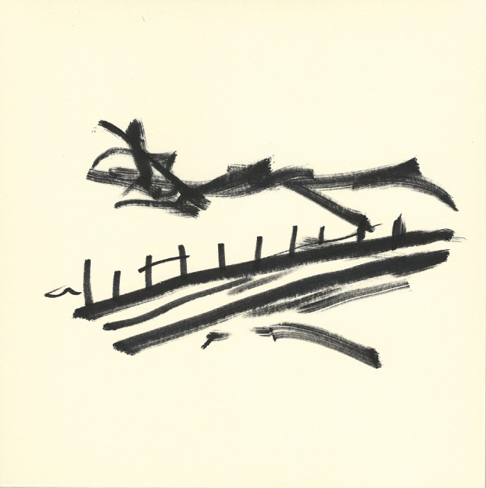 Landschaft mit altem Zaun